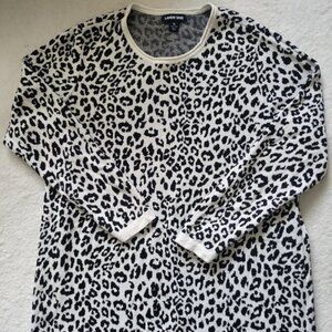 Lands' End Women's Black & White Leopard Print Sweater Dress Size 1X (14W-16W)